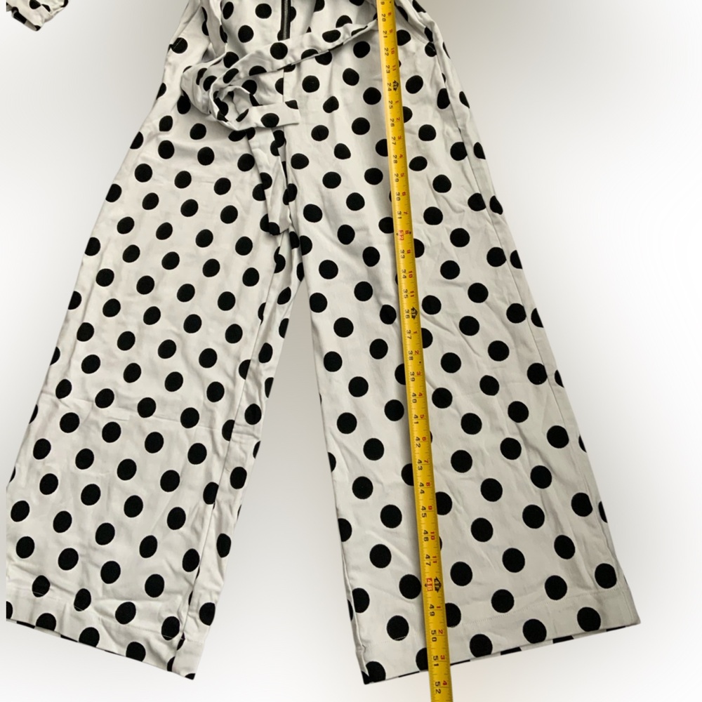 New York & Company Black Polka Dot White Jumpsuit - Picture 4 of 10